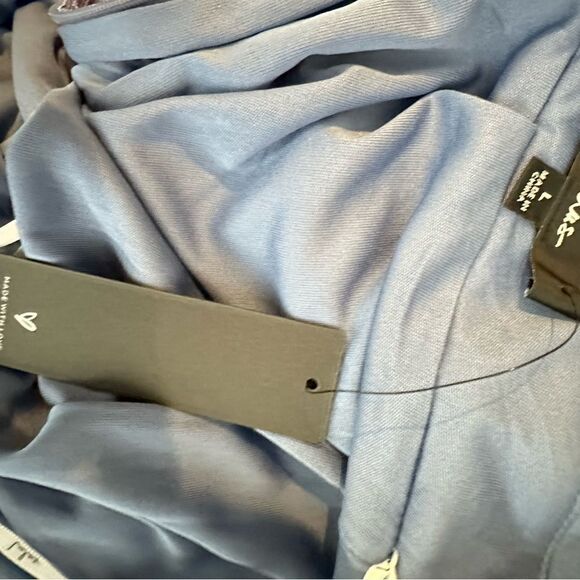 Lulu’s Blue Metallic V Neck Skater Dress | Size L - Picture 9 of 9